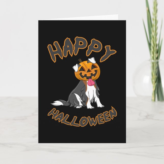 Halloween Dog Hunde Pumpkin Horror Geschenkidee Karte (Vorderseite)