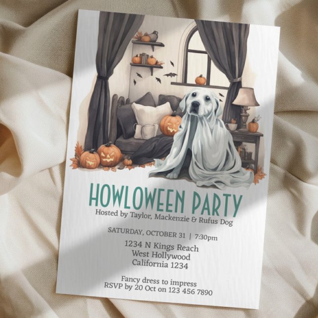Halloween Dog Themed Party Howloween Spaß Einladung (Halloween Dog Themed Party Howloween Fun Invitations from Ricaso. Cute dog fancy dress party)