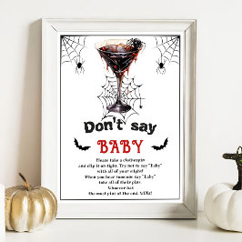 Halloween "Don't Say Baby" Baby Shower Game Poster
