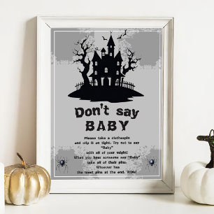 Halloween "Don't Say Baby" Baby Shower Game Poster