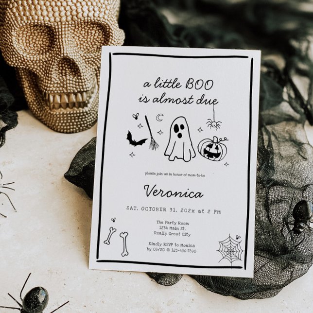 Halloween Doodle Gender Neutral Baby Shower Einladung (Cute Halloween Baby Shower Invite)