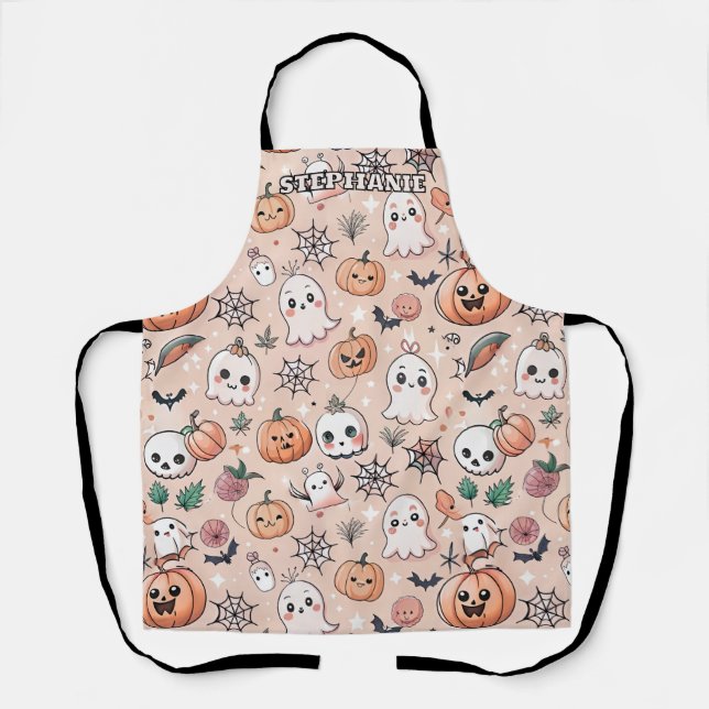 Halloween Doodle Pattern mit Ghosts & Pumpkins 2 Schürze (Vorderseite)