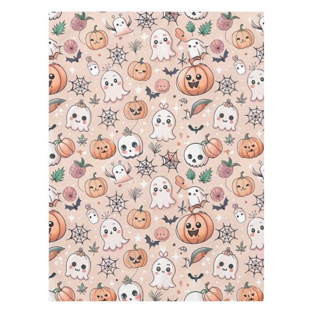 Halloween Doodle Pattern mit Ghosts & Pumpkins 2 Tischdecke (Vorderseite)