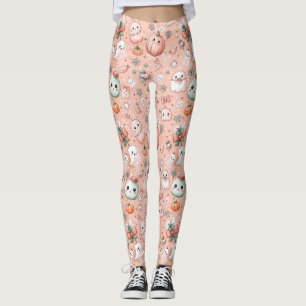 Halloween Doodle Pattern mit Ghosts & Pumpkins Leggings