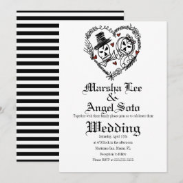 Halloween Doodle Skeleton Couple Wedding Einladung