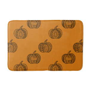 Halloween Doodles boho mandala Kürbis Herbst Badematte