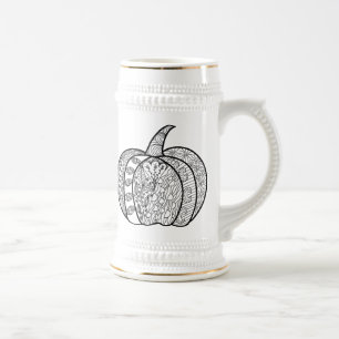 Halloween Doodles boho mandala Kürbis Herbst Bierglas