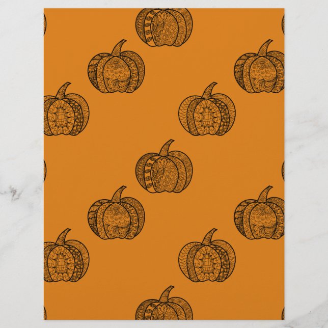 Halloween Doodles boho mandala Kürbis Herbst Briefbogen (Vorderseite)