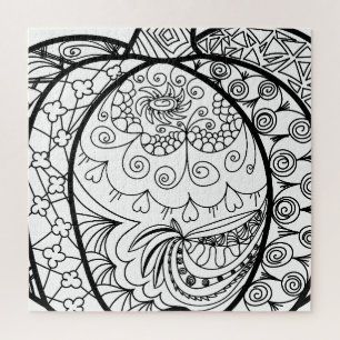 Halloween Doodles boho mandala Kürbis Herbst Puzzle