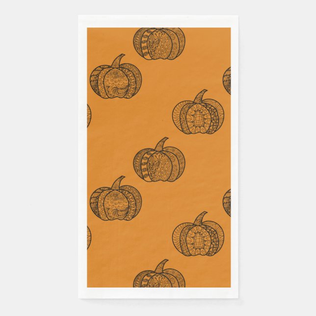 Halloween Doodles boho mandala Kürbis Herbst Serviette (Vorderseite)