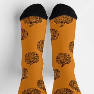 Halloween Doodles boho mandala Kürbis Herbst Socken