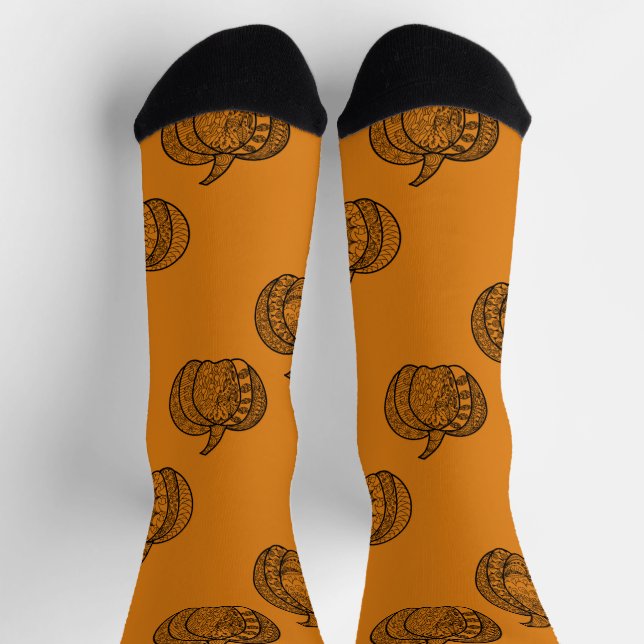 Halloween Doodles boho mandala Kürbis Herbst Socken (Oben)