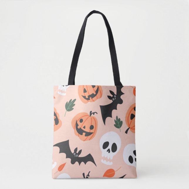 Halloween Doodles, Kürbisse, Fledermausmuster. (Vorderseite)