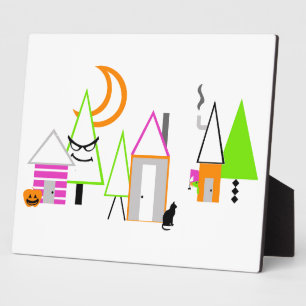 Halloween-Dorf individuell schwarz orange lila Fotoplatte