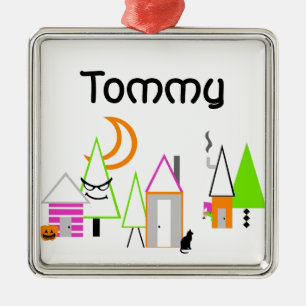 Halloween-Dorf individuell schwarz orange lila Ornament Aus Metall
