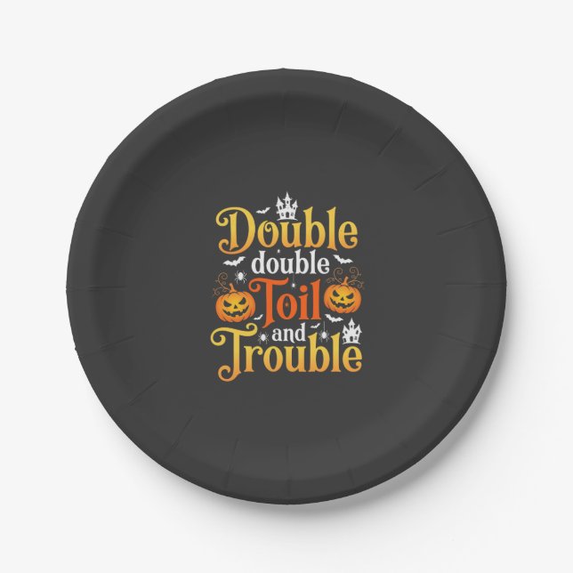 Halloween Double Double Toil and Trouble Hexe Pappteller (Vorderseite)
