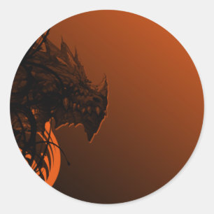 Halloween Dragon auf Orange Runder Aufkleber