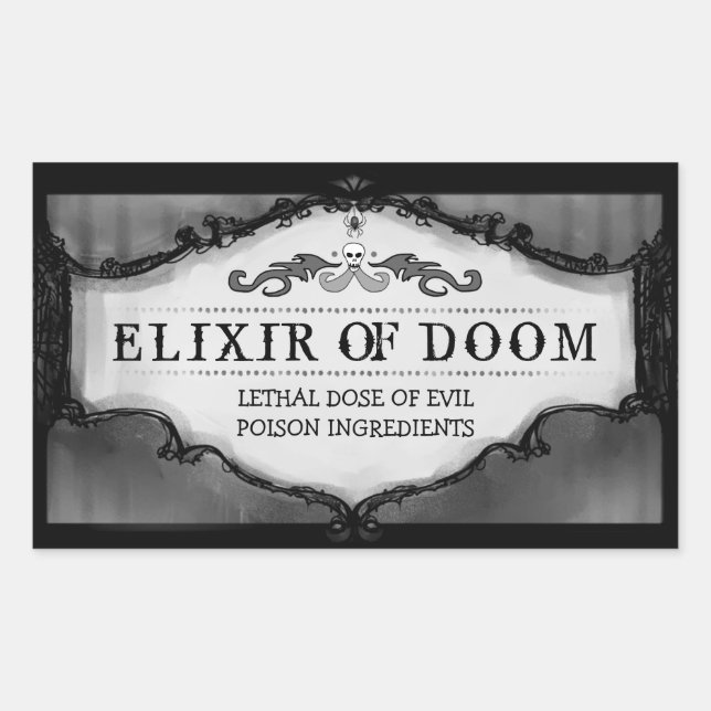 Halloween Drink oder Leckerei Labels groß - grau Rechteckiger Aufkleber (Vorderseite)