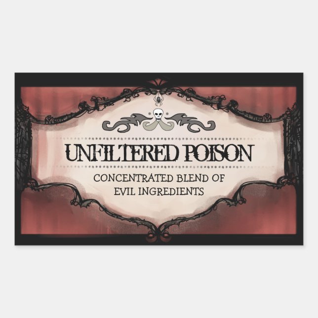 Halloween Drink oder Leckerei Labels Groß Rot Rechteckiger Aufkleber (Vorderseite)