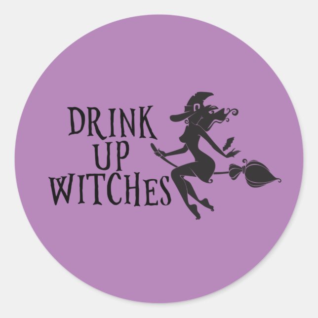 Halloween Drink Up Hexen Girl's Night Out Runder Aufkleber (Vorderseite)