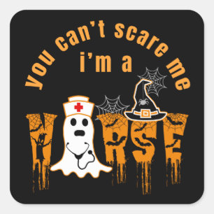 HALLOWEEN DU KANNST MICH NICHT SCHRECKEN ICH BIN E QUADRATISCHER AUFKLEBER