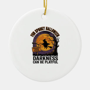 Halloween-Dunkelheits-Shirt Vintage-Hexe-Mond-Desi Keramik Ornament