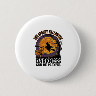 Halloween-Dunkelheits-Shirt Vintage-Hexen-Mond-Des Button
