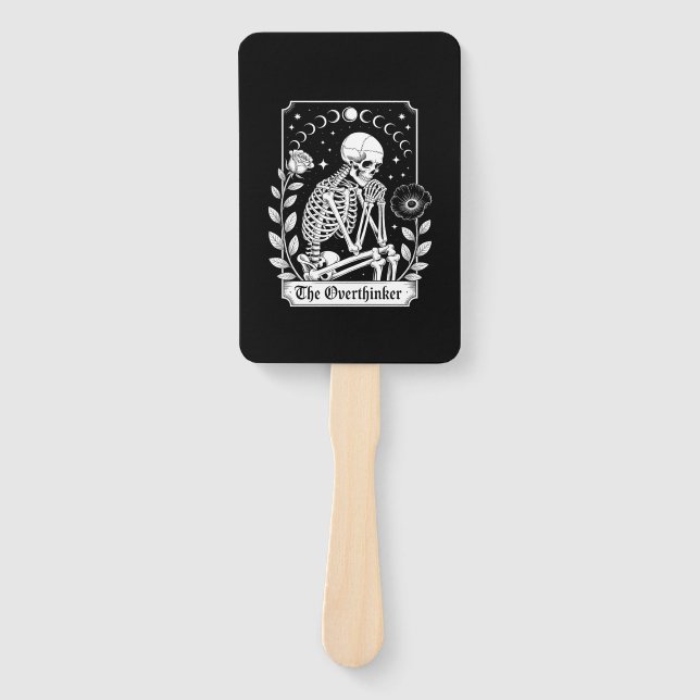 Halloween Dunkler Gotischer Skelett Überdenker Fächer (Vorderseite)