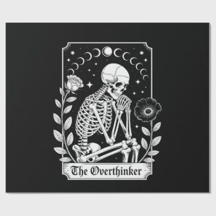 Halloween Dunkler Gotischer Skelett Überdenker Geschenkpapier