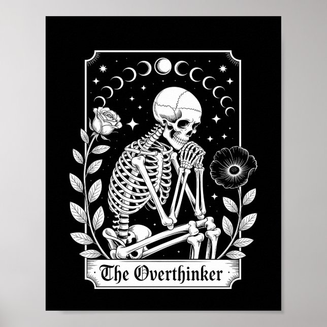 Halloween dunkler gotischer Skelett-Überdenker Poster (Vorne)