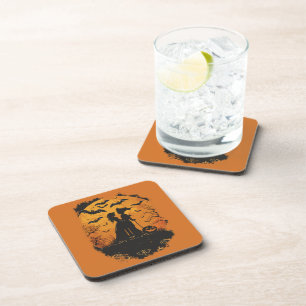 Halloween-Duo im Mondlicht Getränkeuntersetzer