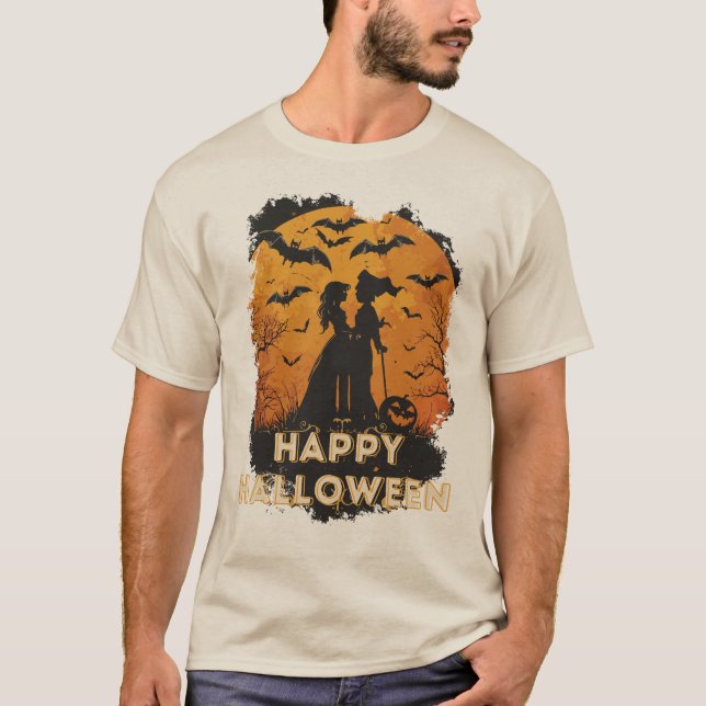 Halloween-Duo im Mondlicht T-Shirt (Vorderseite)