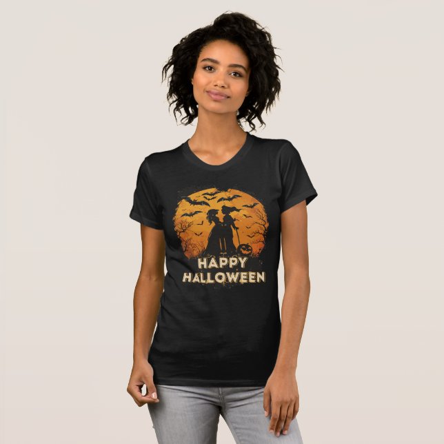 Halloween-Duo im Mondlicht T-Shirt (Vorne ganz)