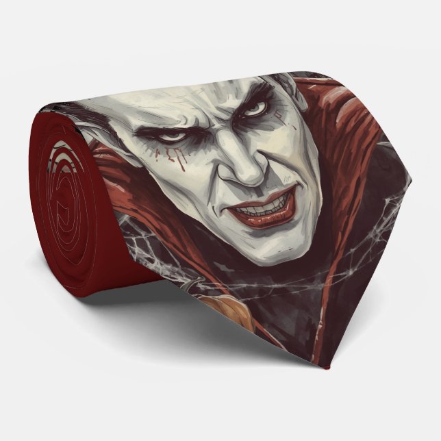 Halloween, Durstiger Vampir Durstig, Kürbisfeld Krawatte (Gerollt)