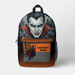 Halloween, Durstiger Vampir , Kürbisfeld Bedruckter Rucksack