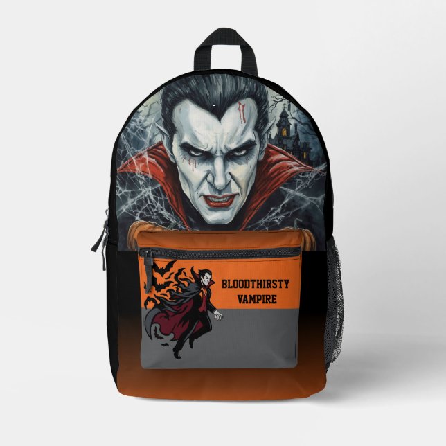 Halloween, Durstiger Vampir , Kürbisfeld  Bedruckter Rucksack (Vorderseite)