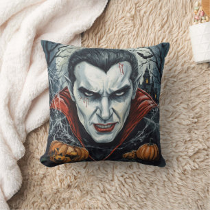 Halloween, durstiger Vampir, Kürbisfeld Kissen