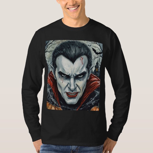 Halloween, Durstiger Vampir, Kürbisfeld  T-Shirt (Vorderseite)