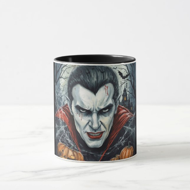 Halloween, Durstiger Vampir, Kürbisfeld  Tasse (Zentrum)