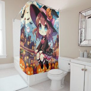 Halloween-Duschvorhang für Manga-Liebhaber Duschvorhang