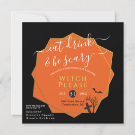 Halloween Eat Drink Beängstigend Black Orange Paro Einladung
