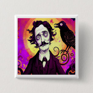 Halloween, Edgar Allen Poe, Raven, Nevermore Butto Button
