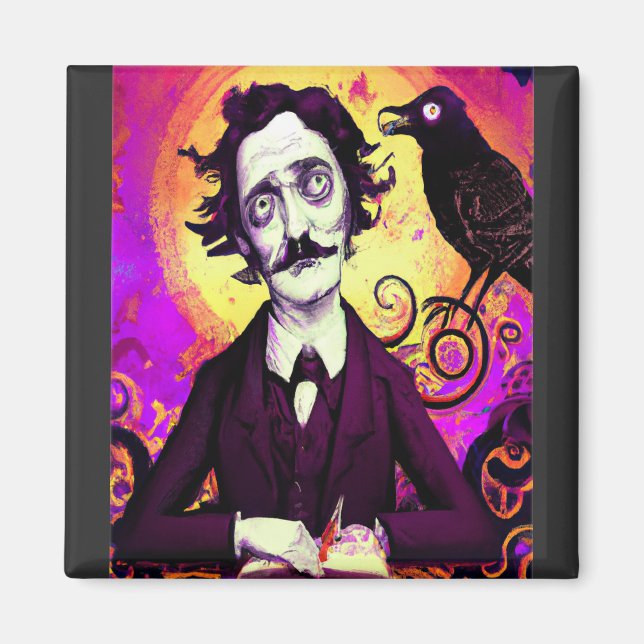 Halloween, Edgar Allen Poe, Raven, Nevermore Magnet (Vorne)