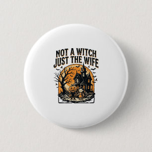 Halloween Ehefrau Shirt Vintage Spukhaus Design Button