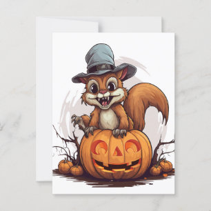 Halloween Eichhörnchen Postkarte