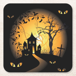 Halloween - eifrige Augen beobachten Rechteckiger Pappuntersetzer