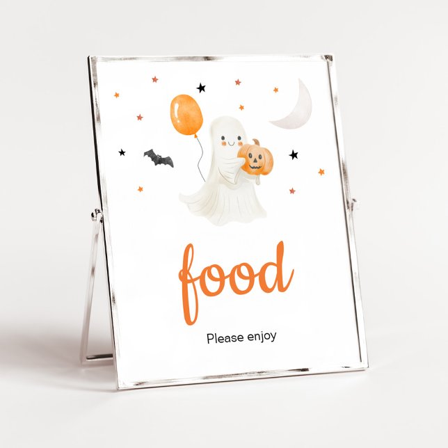Halloween ein kleines Boo Baby Duschmittel Poster (A Little Boo Baby Shower Food Sign)