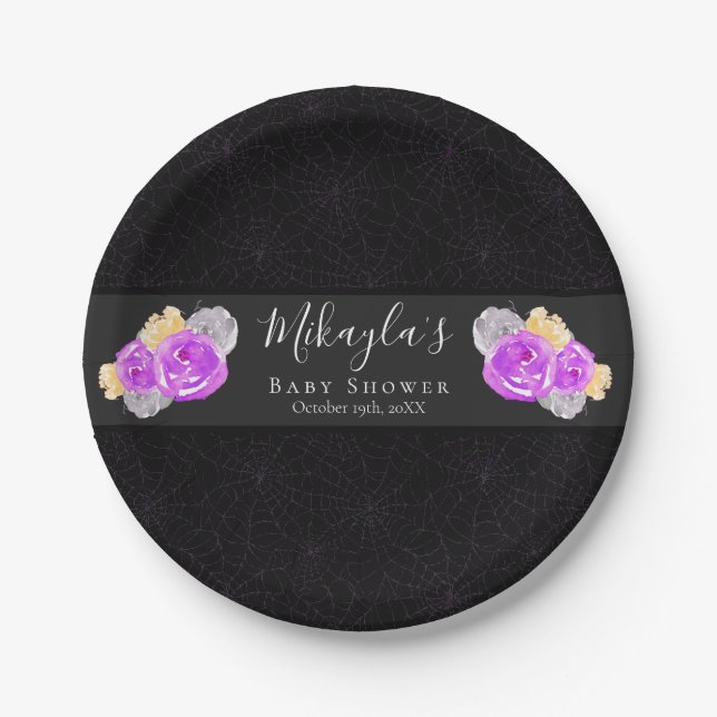 Halloween eine kleine Boo Floral Baby Dusche Pappteller (Vorderseite)