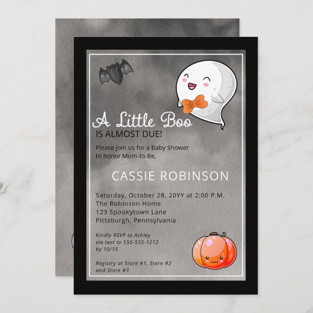 Halloween eine kleine Boo Ghost Boy Baby Dusche Einladung (Vorne/Hinten)