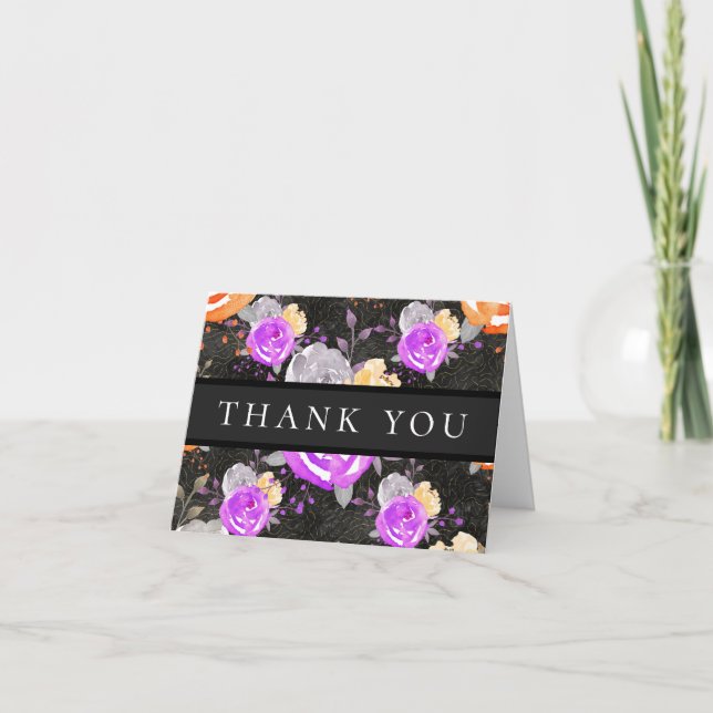 Halloween eine kleine Boo-Vintage Blütendusche Dankeskarte (Vorderseite)